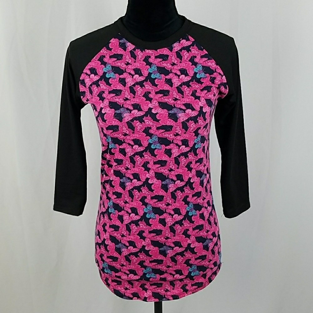 Lularoe women XXS Randy shirt butterflies 3/4 sleeve‎